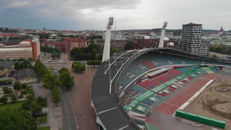 Aerial-view-of-the-giant-arena-Ullevi-located-in-Gothenburg,-Sweden