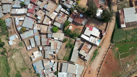 Aerial-shot-of-homes-in-neighborhood-outside-Kigali,-Rwanda