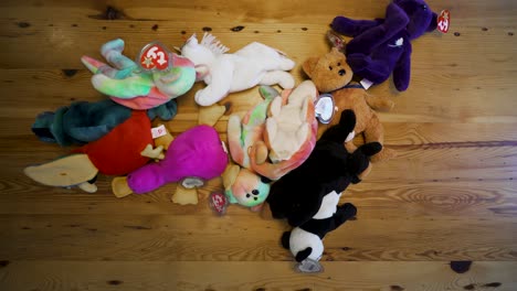 Ty-Beanie-Babies-Fielen-Auf-Einen-Holztisch