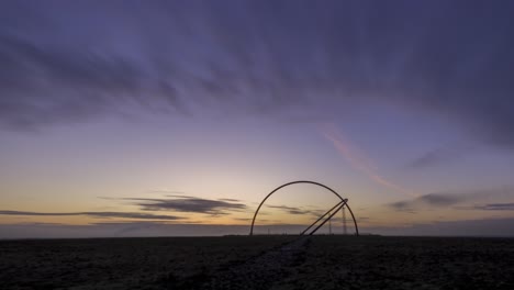 Horozontobservatorium,-Herten,-Germany,-sunrise-through-colorful-clouds-time-lapse