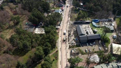 AERIAL:-People-Enjoying-Sunny-Afternoon-in-Basanaviciaus-Central-Pedestrian-Street-of-Palanga