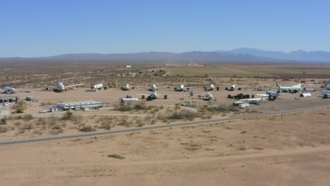 4K-aerial-of-Pinal-County-Airpark-airport-by-Tucson,-Arizona,-USA