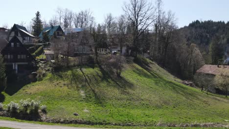 Circling-around-picturesque-alpine-hill-village-in-Croatian-countryside