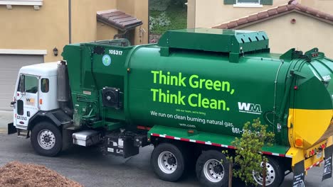 Garbage-truck-collecting-bins-and-trash-from-Santa-Clarita-neighborhood