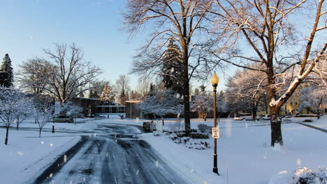 Luftaufnahme-Des-Rathauses-Lancaster-County,-Pennsylvania,-USA-Bei-Schneefall