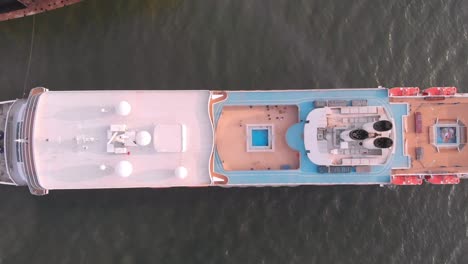 Aerial-Looking-Down-On-Deck-Of-Cruise-Ship-Beached-At-Gadani