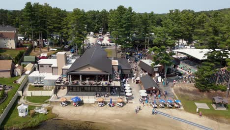 Aerial-drone-view-overlooking-the-Indian-Ranch-venue,-in-sunny-Webster,-United-states