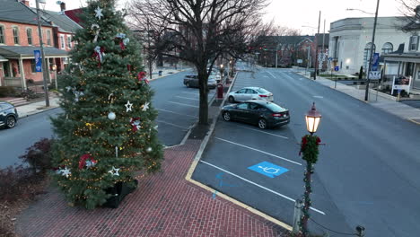 Large-live-Christmas-evergreen-tree-on-town-square