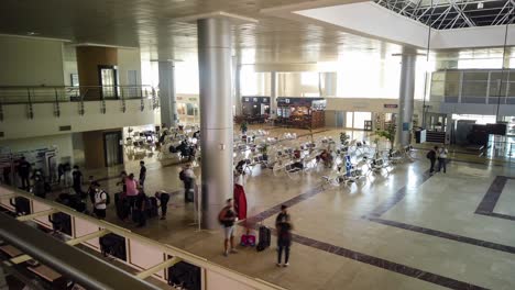 Time-lapse-of-crowded-people-walking-Denizli-Çardak-Airport-transit-terminal