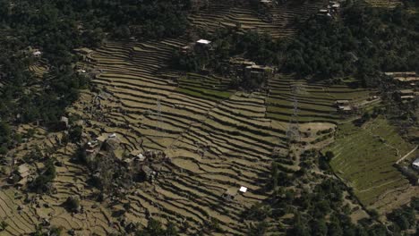 Aerial-Over-Road-Through-Swat-Valley-in-Pakistan-With-Snow-Capped-Mountains-In-Distance