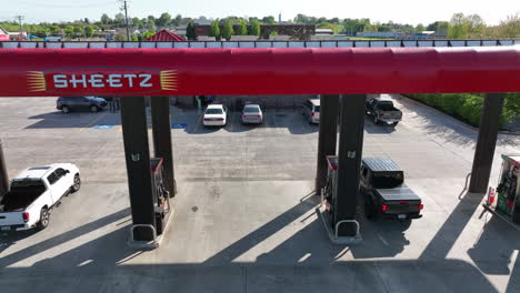 Aerial-truck-shot-of-Sheetz-gas-station