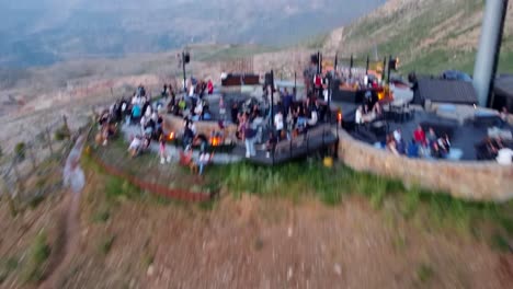 Panorama-Of-Frozen-Cherry-Restaurant-And-Rugged-Mountain-Range-In-Lebanon