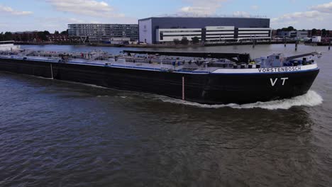 Aerial-Parallax-Starboard-View-Of-VT-Vorstenbosch-Navigating-River-Noord