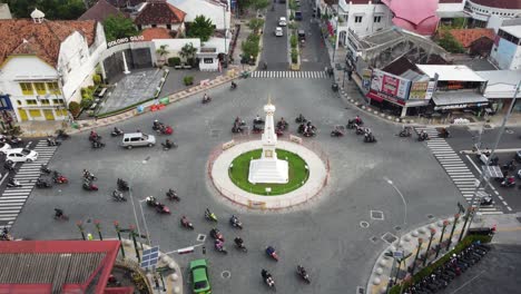 Yogyakarta,-Indonesia---2021,-4-June-:-Aerial-view-of-Tugu-Jogja-or-Yogyakarta-Monument,-Indonesia