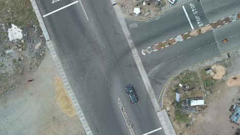 Victoria-Island-Lagos,-Nigeria---20-Feb-2022:-drone-view-of-cars-and-traffic-on-Ahmadu-Bello-Way,-Victoria-Island-Lagos