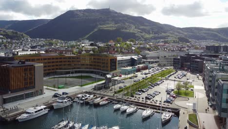 Business-and-office-building-Skipet-with-parking-lot-and-marina---Full-aerial-overview-Solheimsviken-Norway