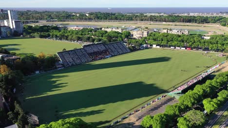 Horseback-Players-On-Sport-Field-During-Open-Polo-Tournament-In-Palermo,-Buenos-Aires,-Argentina