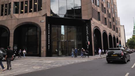 City-of-London-England-September-2022-Establishing-shot-of-the-iconic-Minster-building-entrance