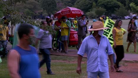 Simpatizantes-Brasileños-De-Derecha-En-Un-Mitin-Del-Presidente-En-Un-Parque-Durante-La-Pandemia-De-Covid19