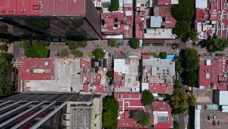 Aerial-top-down-view-establishing-shot-of-reforma-city-plaza-in-mexico-city