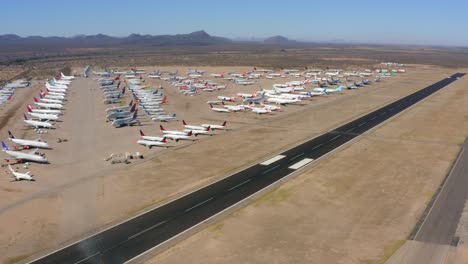 4K-aerial-of-Pinal-County-Airpark-airport-by-Tucson,-Arizona,-USA