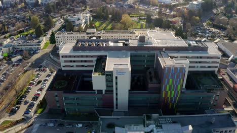 Aerial-View-Of-British-Columbia-Children's-Hospital,-Medical-Facility-In-Vancouver,-Canada