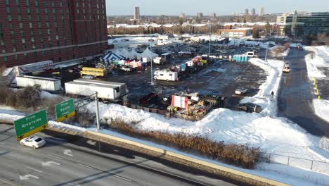 Parking-lot-with-parked-trucks