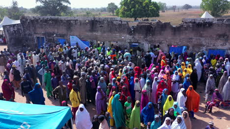 Crowds-of-people-line-up-at-the-Agrawa-local-government-headquarters-to-receive-humanitarian-assistance---aerial-view