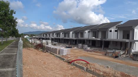 Double-story-terrace-house-under-construction-in-Malaysia