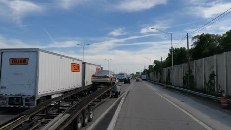 Traveling-in-Illinois-State-Tollway-roads-and-streets-construction-slow-traffic-at-rush-hour-near-Hillside