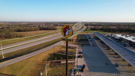 Aerial-footage-of-the-Melissa-Buc-ees-located-in-Melissa-Texas