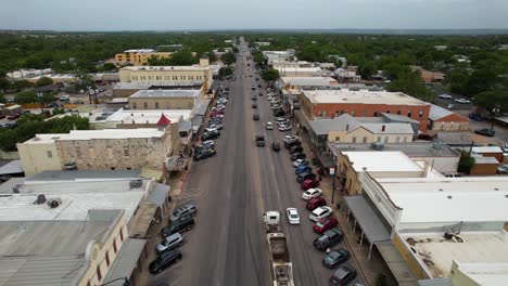 Aerial-footage-of-the-famous-German-town-of-Fredericksburg-in-Texas