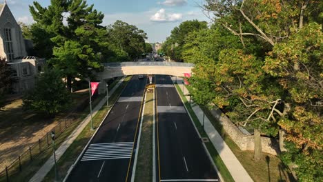 Moving-drone-shot-over-freshly-paved-road