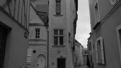 Monochrome-Of-A-Medieval-Structure-With-Tower-On-The-Ancient-City-Of-Angers-In-France