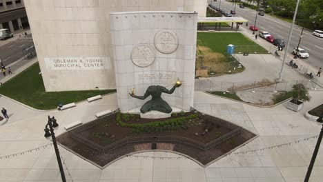 Spirit-of-Detroit-Statue-in-Front-of-Coleman-A