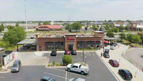 Chick-Fil-A-Fast-Food-Restaurant---Aerial-Establishing-Shot