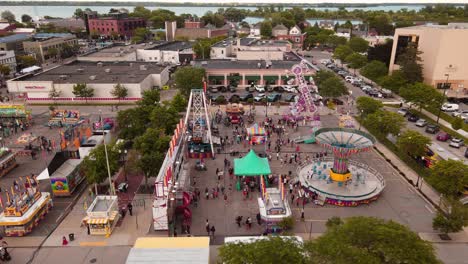 Carnaval-En-Wyandotte-Michigan,-Estados-Unidos,-Vista-Aérea-De-Drones