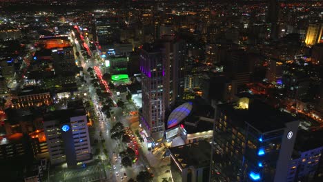 Acropolis-Mall-illuminated-at-night,-Santo-Domingo-in-Dominican-Republic