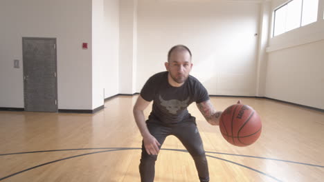 Punto-De-Vista-De-Un-Hombre-Jugando-Al-Baloncesto