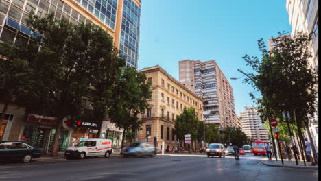 Lapso-De-Tiempo-De-Gran-Vía-En-La-Ciudad-De-Murcia,-España