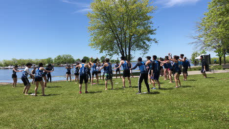 Dragon-boat-team-warming-up---warm-up-exercise-before-the-race