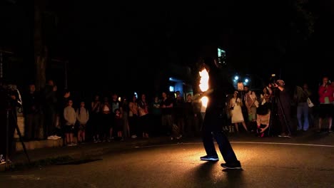 Fire-Dancer-at-night,-Kensington-Market