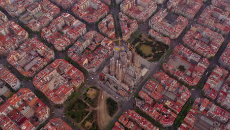 Aerial-shot-of-Sagrada-Familia-church