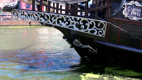 detail-of-the-bow,-front-of-the-pirate-boat,-Gdansk,-Poland,-Motlawa-river,-adventure-and-travel-concept