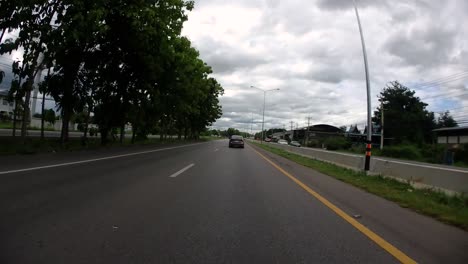 This-is-a-time-lapse-with-an-action-camera-mounted-in-front-of-the-truck,-driving-from-Pranburi-to-Hua-Hin-and-Hua-Hin-to-Bangkok-on-Phet-Kasem-Road