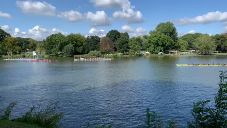 Side-View-Canoe-Boat-Male-Team-Training-Competition-River-Sea-Water-Sport-Day