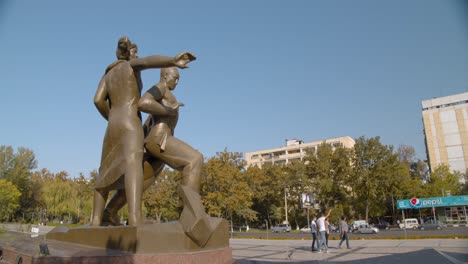 The-Monument-of-Courage-in-Tashkent,-Uzbekistan-dedicated-to-the-strongest-earthquake-of-1966