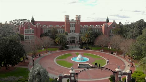 Aerial-Shot-of-the-Westcott-Building-at-FSU-in-Tallahassee,-Florida-USA