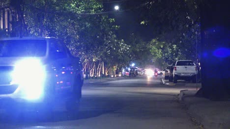 Medium-Exterior-Static-Shot-of-Tree-Lines-Street-at-Night