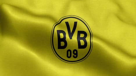 Gelbe-4K-animierte-Schleife-Einer-Wehenden-Flagge-Der-Fußball-Bundesligamannschaft-Borussia-Dortmund